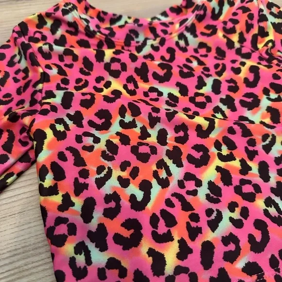 Leopard Print Kids Longsleeve Uv protective 2 pc swim suit - Picture 2 of 4